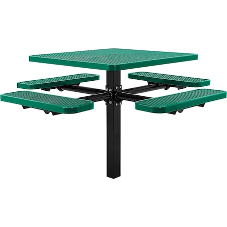 Global Industrial Square Picnic Table, Green, Expanded Metal, In Ground Mount, 46 in 695293GN
